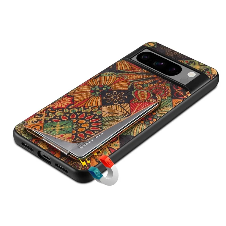 Pour Google Pixel 8a Fleur Magnétique Cas de Couverture Arrière en Cuir PU Debout Fentes de Carte Housse de Téléphone - Automne / Jaune
