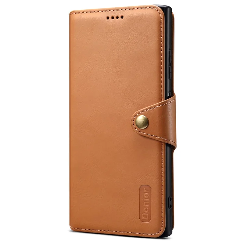 DENIOR para Samsung Galaxy S24 Ultra Case Cowhide Texture Leather Wallet Cover - Khaki