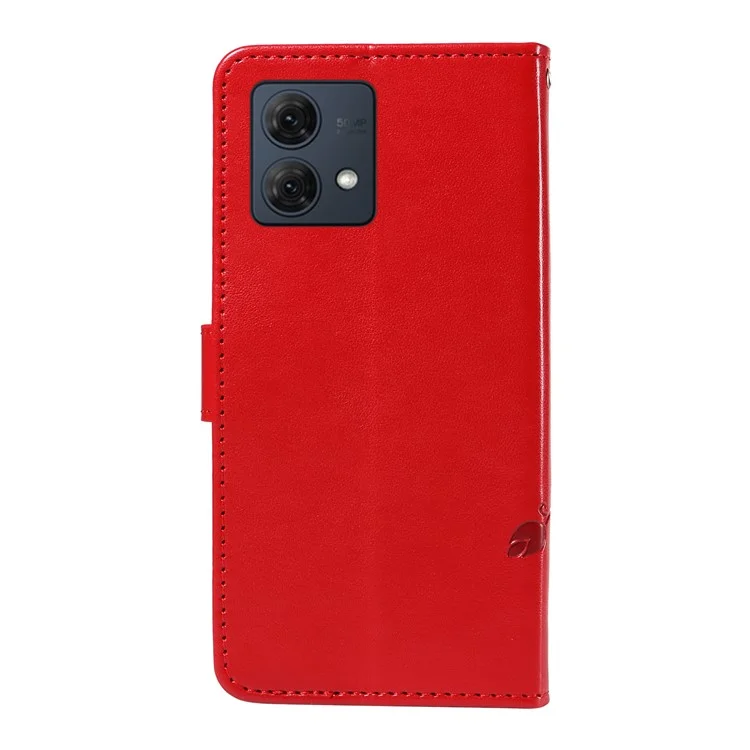Para Motorola Moto G84 5G Leather Phone Case com Padrão de Flor de Damasco - Vermelho