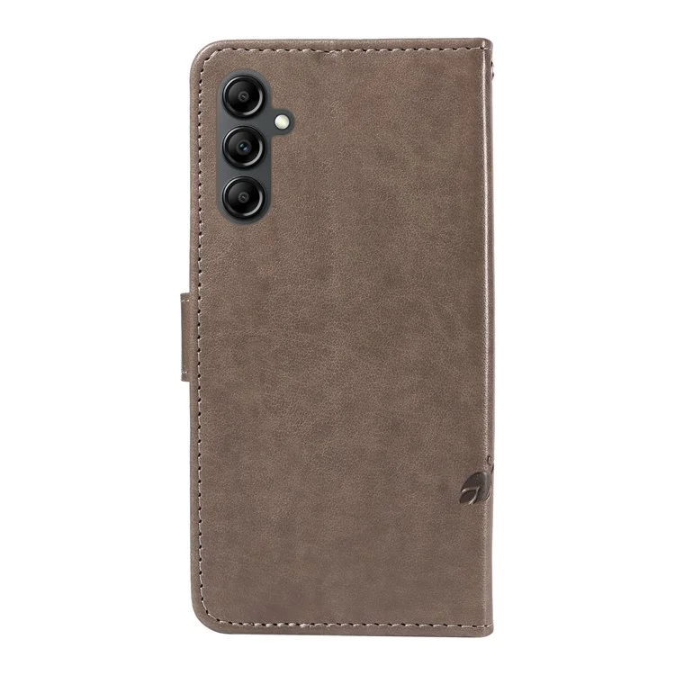 For Samsung Galaxy S23 FE PU Leather Cases Flower Pattern Wallet Stand Phone Cover with Strap - Grey