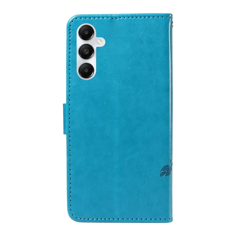 For Samsung Galaxy A05s 4G PU Leather Cases Flower Pattern Wallet Stand Phone Cover with Strap - Blue