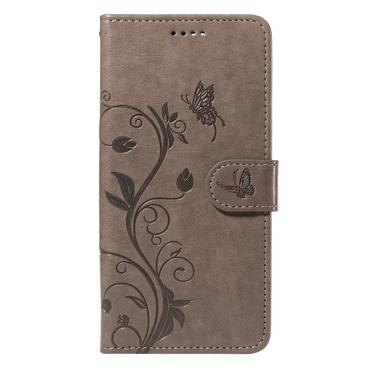For Samsung Galaxy A15 5G PU Leather Cases Flower Pattern Wallet Stand Phone Cover with Strap - Grey