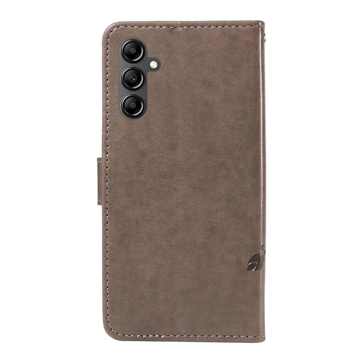 For Samsung Galaxy A15 5G PU Leather Cases Flower Pattern Wallet Stand Phone Cover with Strap - Grey