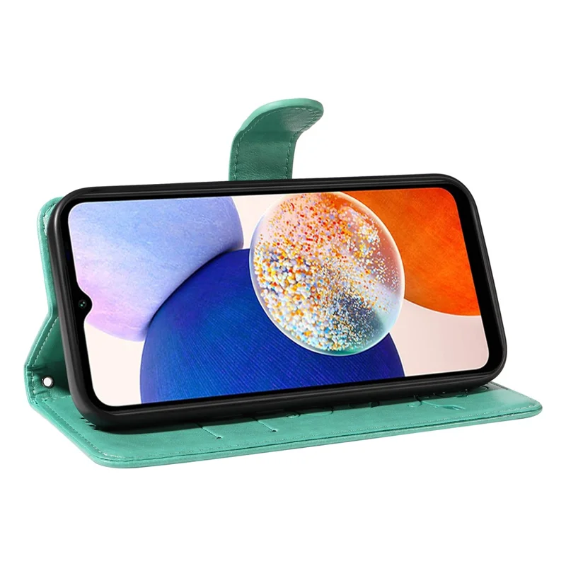 For Samsung Galaxy A15 5G PU Leather Cases Flower Pattern Wallet Stand Phone Cover with Strap - Green
