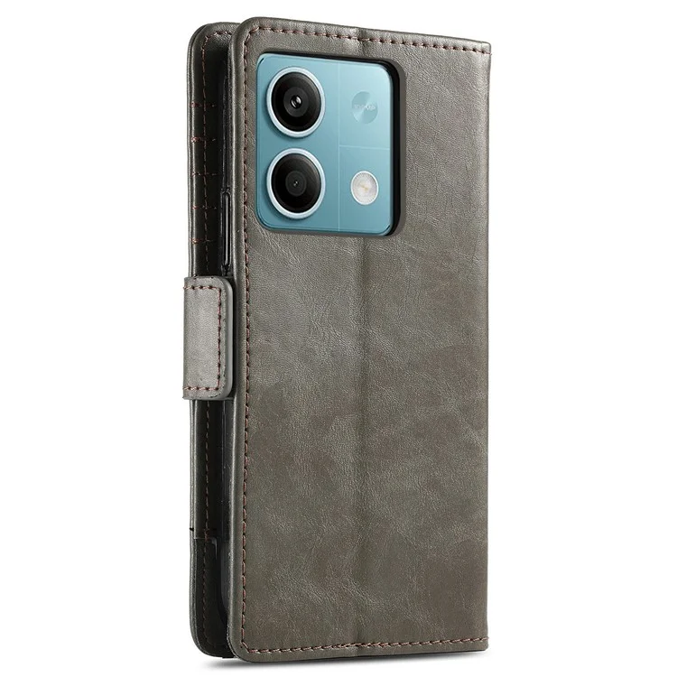 CASENEO 002 Serie para Xiaomi Redmi Note 13 5G Funda de Piel de PU con Bloqueo RFID Cartera Billetera Móvil - Gris