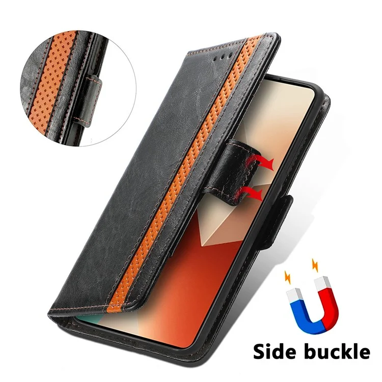 CASENEO 002 Serie para Xiaomi Redmi Note 13 5G Funda de Piel de PU con Bloqueo RFID Cartera Billetera Móvil - Gris
