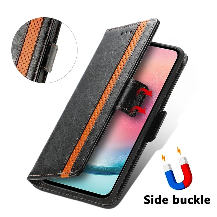 CASENEO 002 Serie für Samsung Galaxy A25 5G (Global) (161,0 x 76,5 x 8,3 mm) Wallet Case RFID-Blocker-Standhülle Lederhülle - Grau