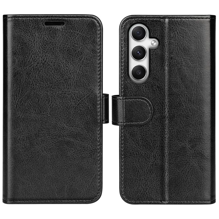 Pour Samsung Galaxy A35 5G PU Leather Phone Cover Crazy Horse Texture Wallet Card Slots Case - Noir