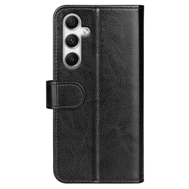 Pour Samsung Galaxy A35 5G PU Leather Phone Cover Crazy Horse Texture Wallet Card Slots Case - Noir