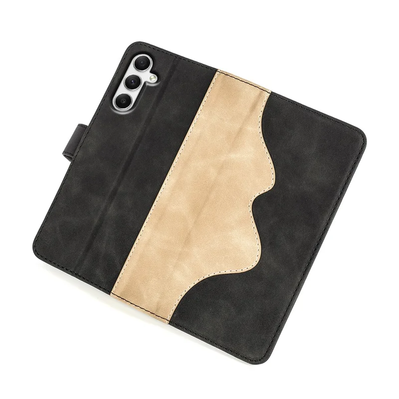 For Samsung Galaxy A35 5G PU Leather Case Color Splicing Shockproof Card Slots Phone Cover - Black