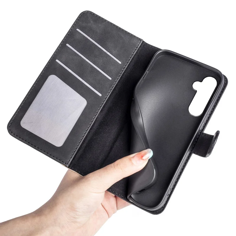 For Samsung Galaxy A35 5G PU Leather Case Color Splicing Shockproof Card Slots Phone Cover - Black
