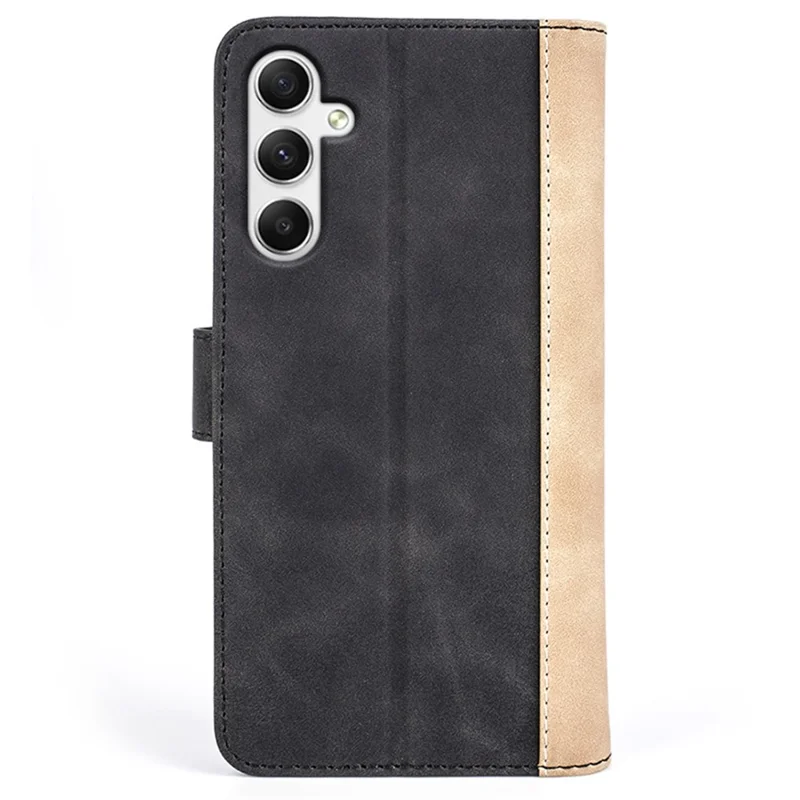 For Samsung Galaxy A35 5G PU Leather Case Color Splicing Shockproof Card Slots Phone Cover - Black