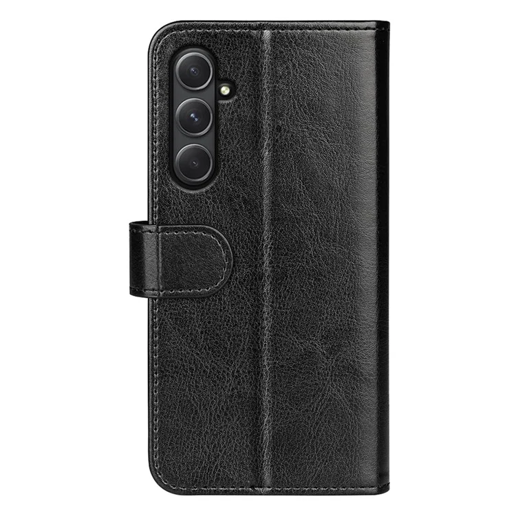 Para Samsung Galaxy A55 5G Flip PU Leather Case Wallet Phone Cover Crazy Horse Texture - Preto