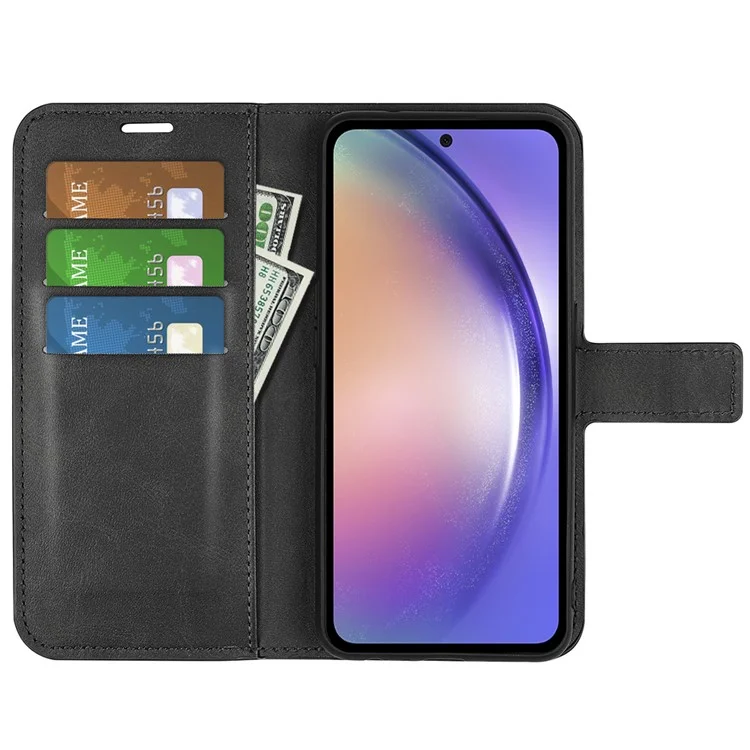 Wallet Case for Samsung Galaxy A55 5G Magnetic Flip PU Leather Phone Cover - Black