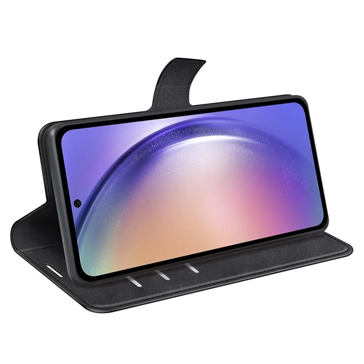 Wallet Case for Samsung Galaxy A55 5G Magnetic Flip PU Leather Phone Cover - Black