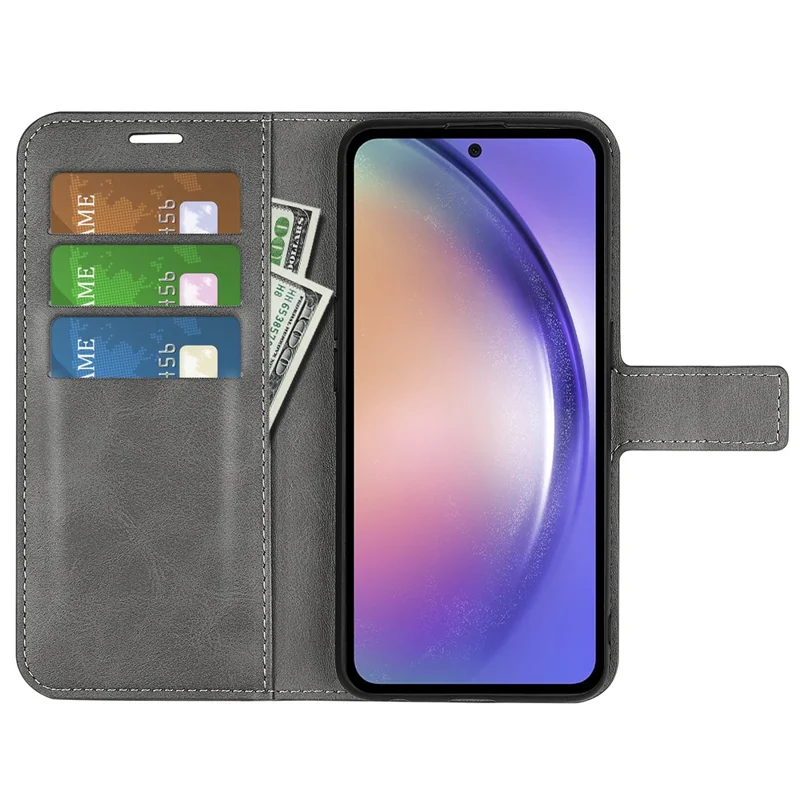 Wallet Case for Samsung Galaxy A55 5G Magnetic Flip PU Leather Phone Cover - Grey