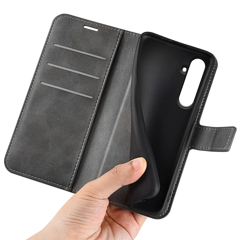 Wallet Case for Samsung Galaxy A55 5G Magnetic Flip PU Leather Phone Cover - Grey