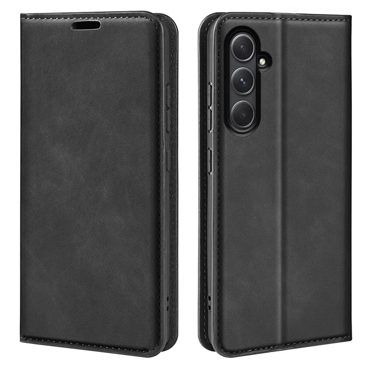 Pour Samsung Galaxy A55 5G Étui de téléphone Étui de pochette en cuir Flip Cover Absorption magnétique - Noir