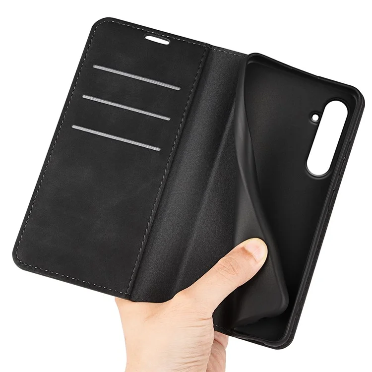 Pour Samsung Galaxy A55 5G Étui de téléphone Étui de pochette en cuir Flip Cover Absorption magnétique - Noir