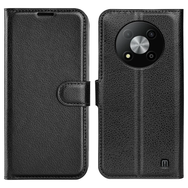 Für ZTE Blade A73 5G PU Leder Hülle Litchi Texture Stand Telefonabdeckung Mit Kartenhalter - Schwarz