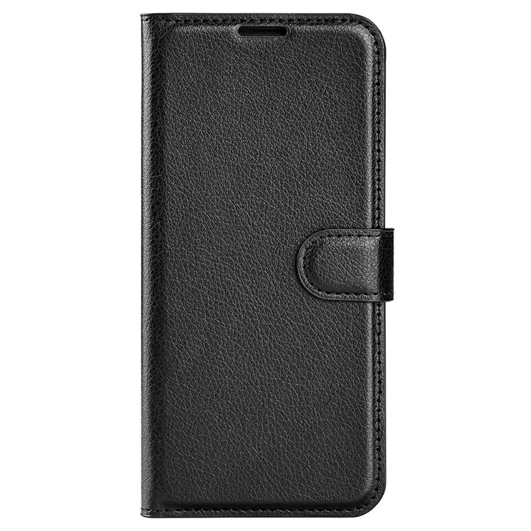 For ZTE Blade A73 5G PU Leather Case Litchi Texture Stand Phone Cover with Card Holder - Black