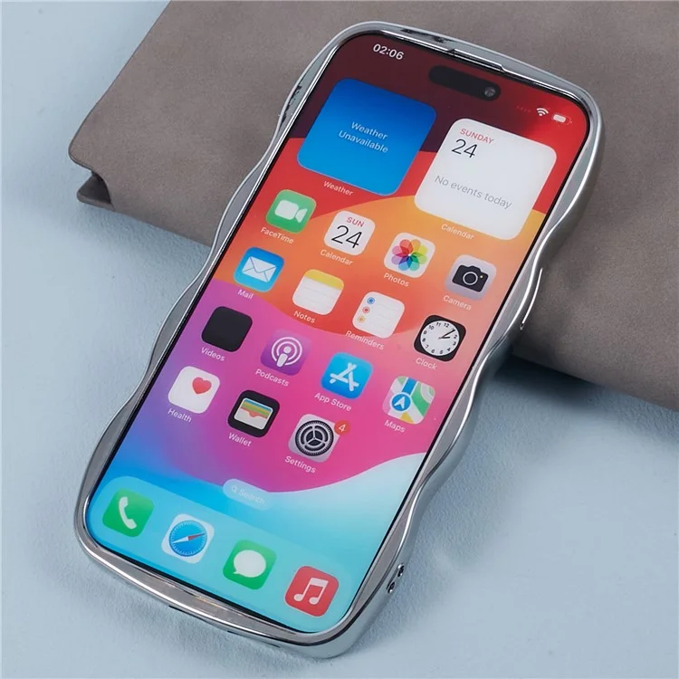 HYT Series For iPhone 15 Pro Electroplated Phone Case TPU Makeup Mirror Cover - Silver