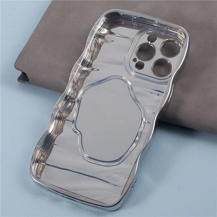 HYT Series For iPhone 15 Pro Electroplated Phone Case TPU Makeup Mirror Cover - Silver