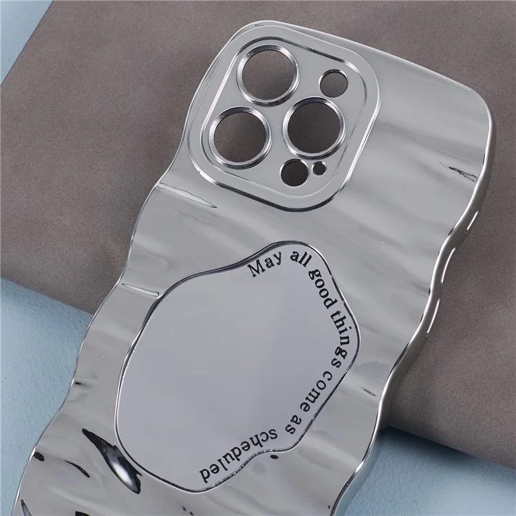 HYT Series For iPhone 15 Pro Electroplated Phone Case TPU Makeup Mirror Cover - Silver