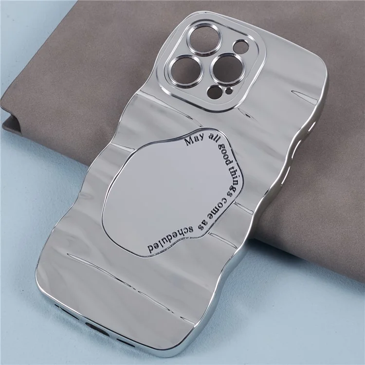 HYT Series For iPhone 14 Pro Max TPU Plating Case Cute Makeup Mirror Phone Cover - Silver