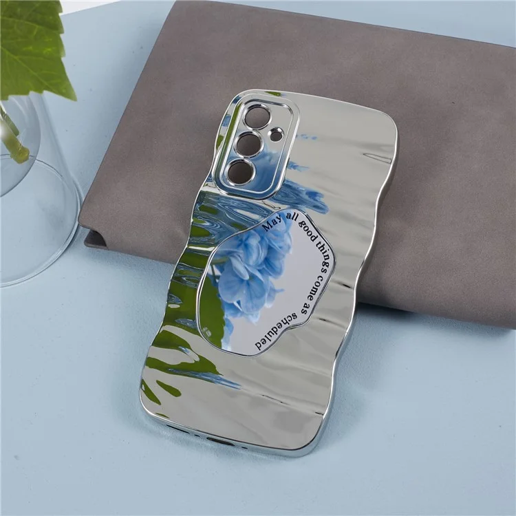 HYT Series For Samsung Galaxy A54 5G Electroplated TPU Case Camera Protection Phone Cover with Mirror - Silver