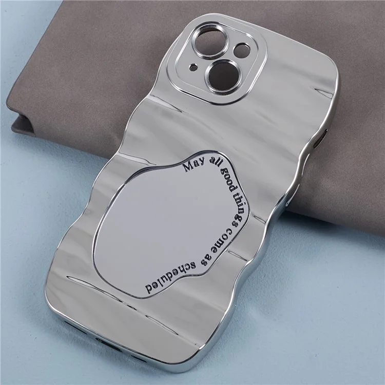 HYT Series For iPhone 14 Mirror Back Cover Wave Frame Grip Electroplating Phone Case - Silver