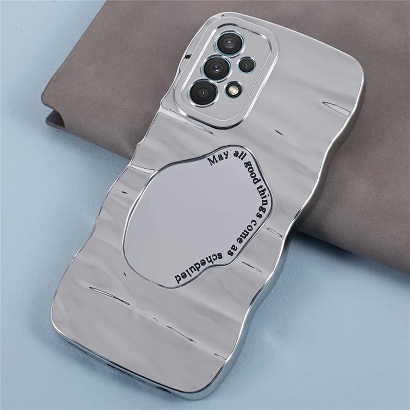 HYT Series For Samsung Galaxy A23 4G / 5G (Global Version) Mirror Case Wave Edge Electroplated Phone Cover - Silver