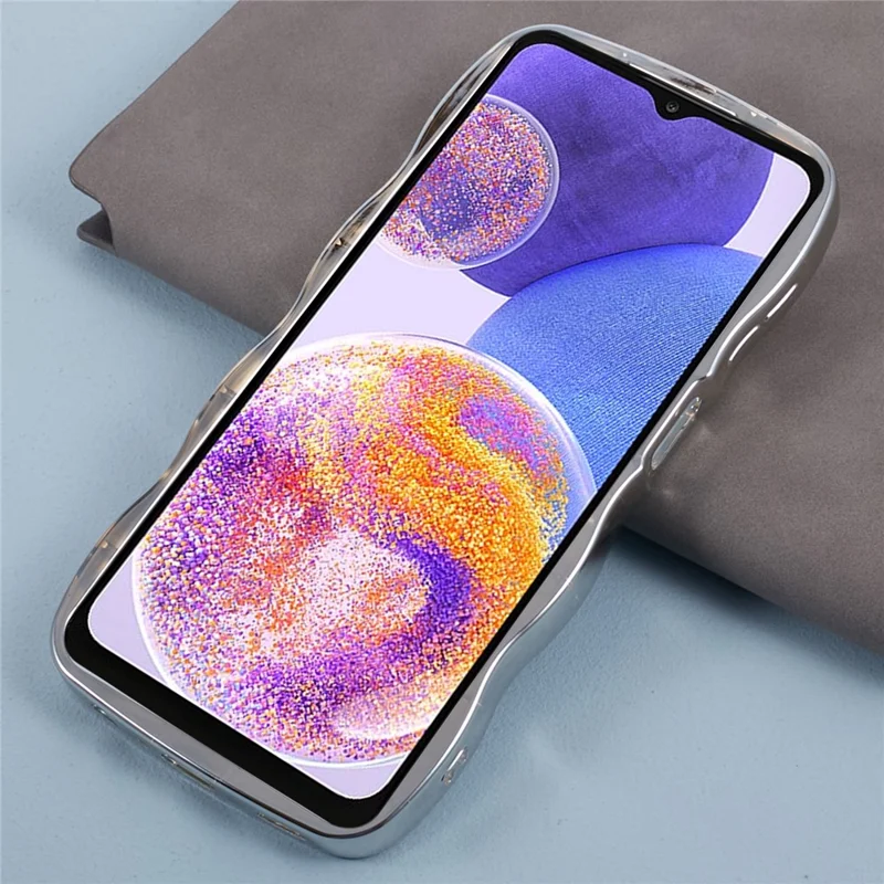 HYT Series For Samsung Galaxy A23 4G / 5G (Global Version) Mirror Case Wave Edge Electroplated Phone Cover - Silver