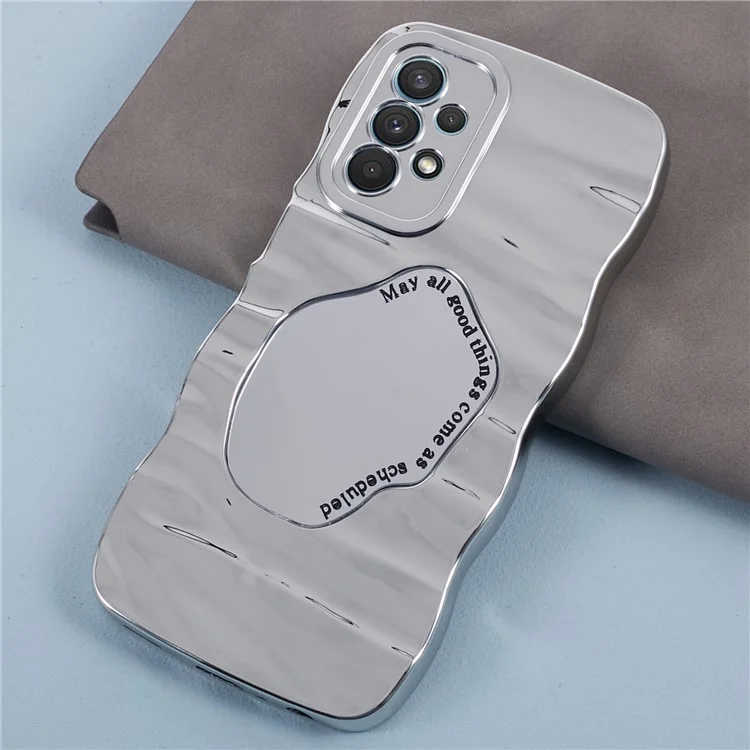 Mirror TPU Case for Samsung Galaxy A33 5G HYT Series Curly Wave Frame Phone Cover - Silver