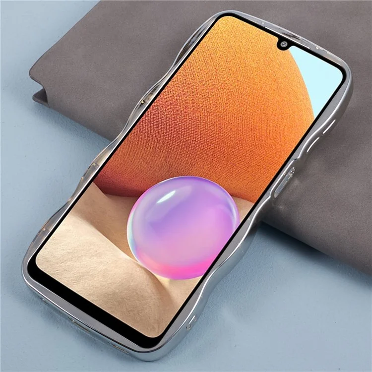 Mirror TPU Case for Samsung Galaxy A33 5G HYT Series Curly Wave Frame Phone Cover - Silver