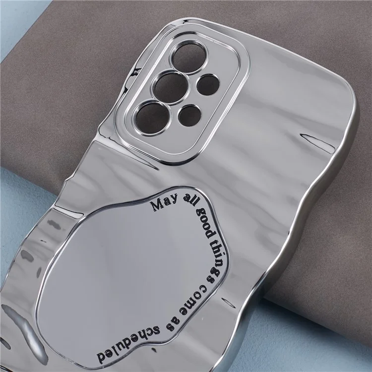 Mirror TPU Case for Samsung Galaxy A33 5G HYT Series Curly Wave Frame Phone Cover - Silver