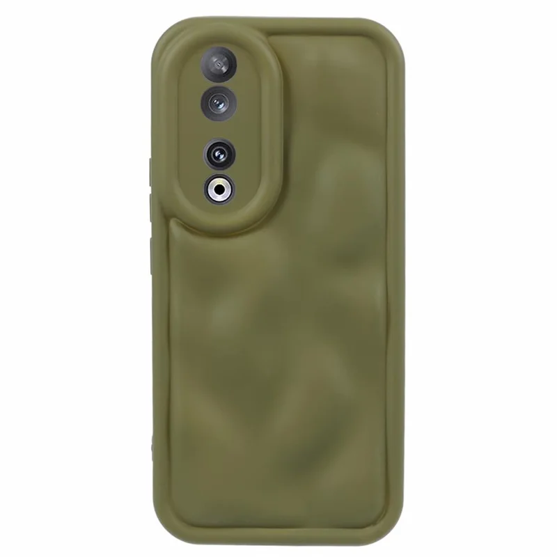 WD Series For Honor 90 Case Rubberized Concave Convex Shape Scratch-proof Back Shell - Avocado Green