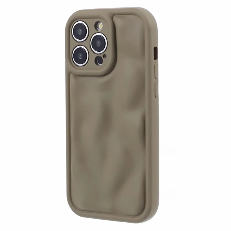 WD Series For iPhone 15 Pro TPU Case Concave Convex Shape Shock Absorbing Back Cover - Brown