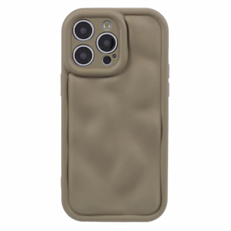 WD Series For iPhone 15 Pro TPU Case Concave Convex Shape Shock Absorbing Back Cover - Brown
