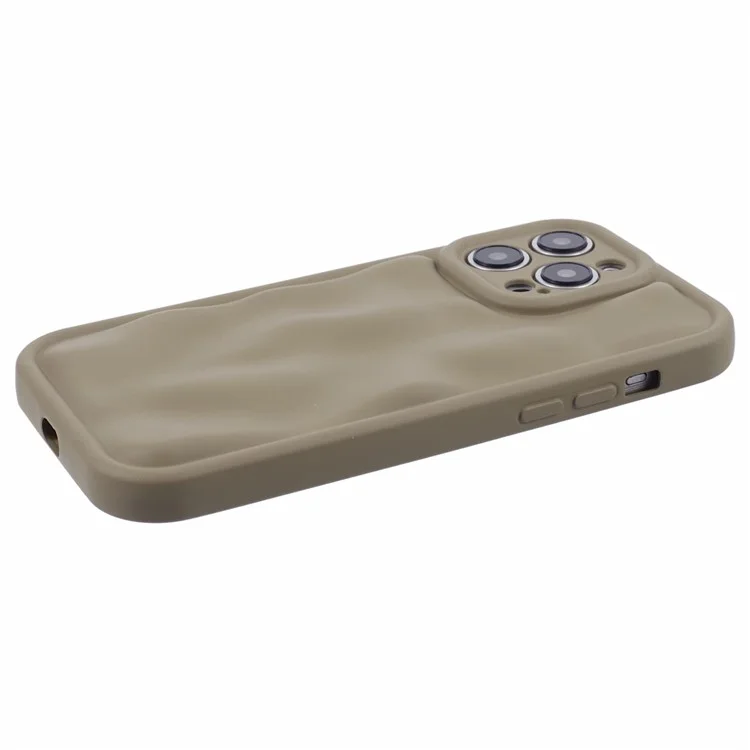 WD Series For iPhone 15 Pro TPU Case Concave Convex Shape Shock Absorbing Back Cover - Brown
