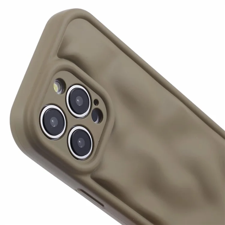 WD Series For iPhone 15 Pro TPU Case Concave Convex Shape Shock Absorbing Back Cover - Brown