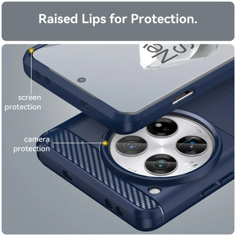 For OnePlus 12 5G Case Anti-Dust Carbon Fiber Texture TPU Phone Cover - Blue