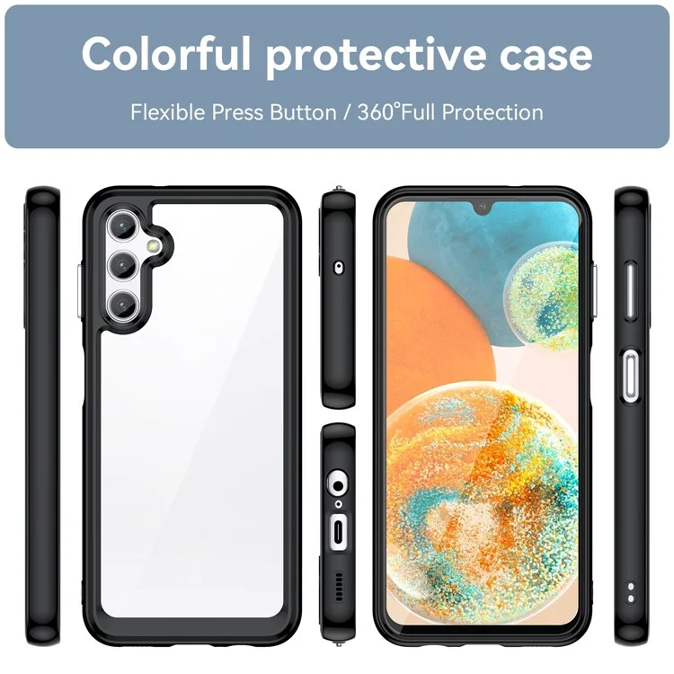 Funda para Samsung Galaxy M44 5G Colorful Frame TPU + Acrílico Resistente a Golpes Cubierta Trasera del Teléfono - Negro