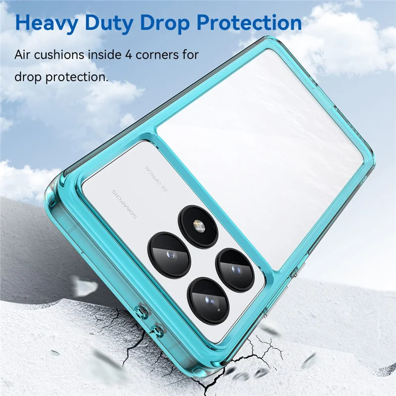 For Xiaomi Poco F6 Pro 5G / Redmi K70 5G / K70 Pro 5G Case TPU + Acrylic Drop-Resistant Phone Shell - Transparent Blue