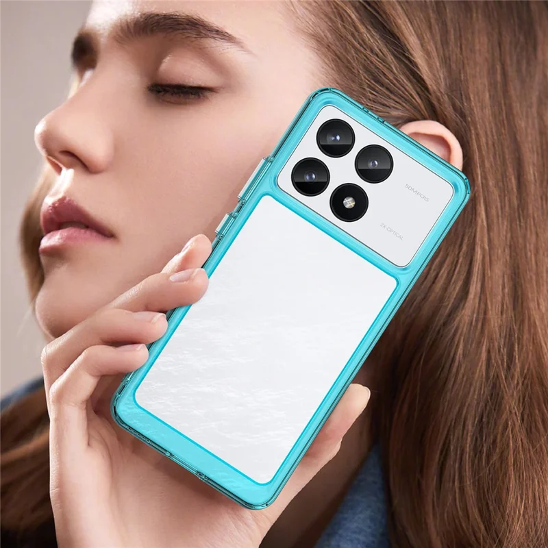 For Xiaomi Poco F6 Pro 5G / Redmi K70 5G / K70 Pro 5G Case TPU + Acrylic Drop-Resistant Phone Shell - Transparent Blue