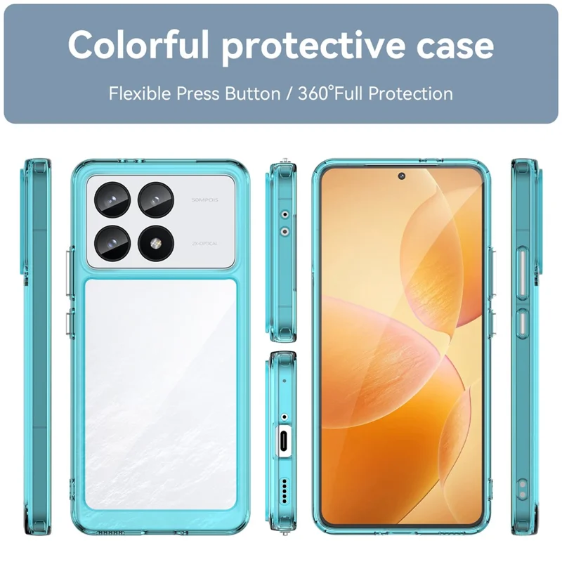For Xiaomi Poco F6 Pro 5G / Redmi K70 5G / K70 Pro 5G Case TPU + Acrylic Drop-Resistant Phone Shell - Transparent Blue