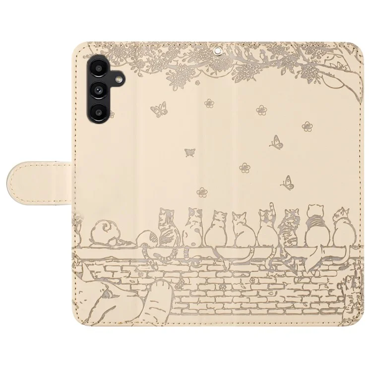 Für Samsung Galaxy A55 5G Case PU Leder Brieftasche Handy Hülle mit Schlaufe - Aprikose