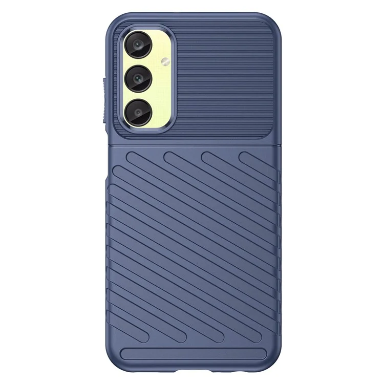 Thunder Series Thickened Phone Case for Samsung Galaxy A25 5G (Global) (161.0 x 76.5 x 8.3mm) Twill Texture TPU Cover - Blue
