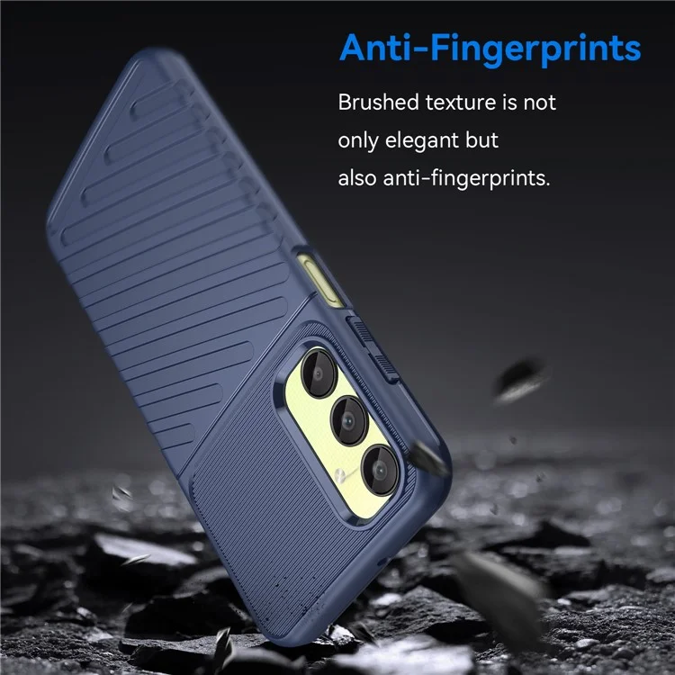 Thunder Series Thickened Phone Case for Samsung Galaxy A25 5G (Global) (161.0 x 76.5 x 8.3mm) Twill Texture TPU Cover - Blue