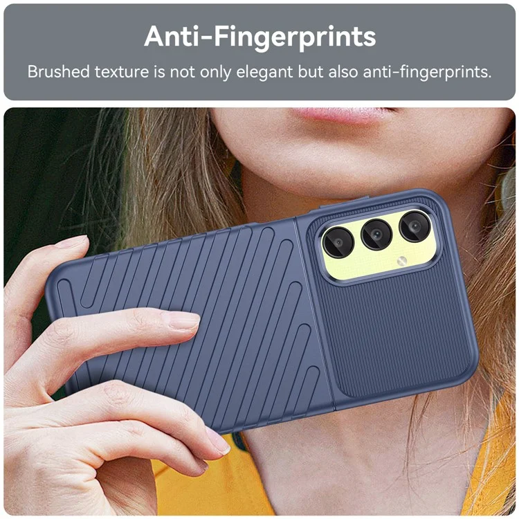 Thunder Series Thickened Phone Case for Samsung Galaxy A25 5G (Global) (161.0 x 76.5 x 8.3mm) Twill Texture TPU Cover - Blue